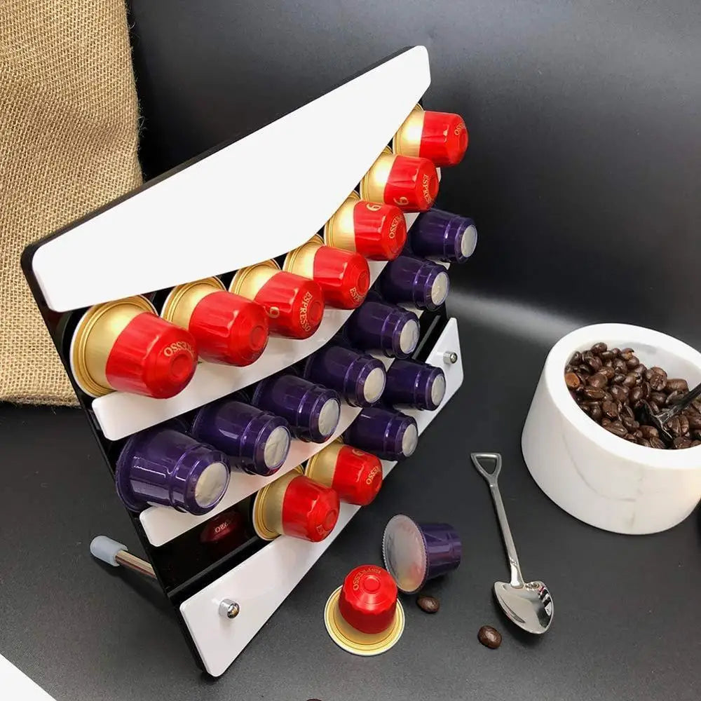 Coffee Pod Dispenser Acrylic Coffee Holder Capsule Shelves Support Coffee Capsule Tower Stand Cup Display Rack