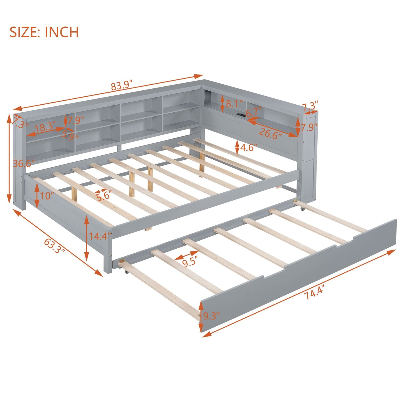 Wooden Full Size DayBed with Twin Size Trundle