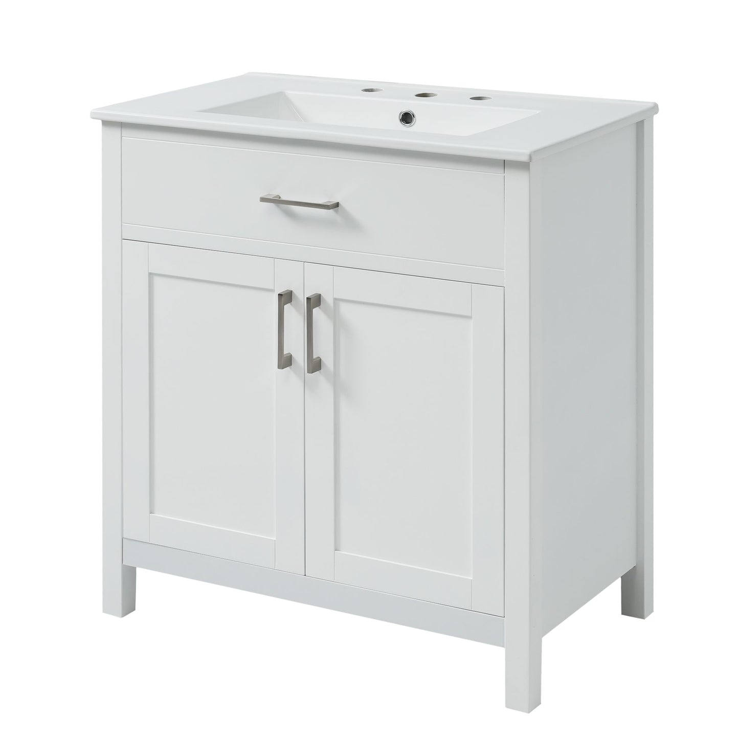 30-Inch Bathroom Vanity with Ceramic Sink and Ample Storage