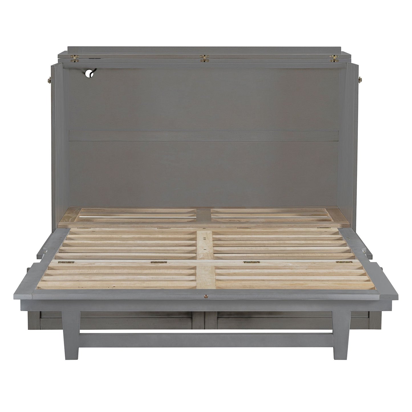 Full Size Murphy Bed with Large Drawers & USB Ports,Brushed Gray