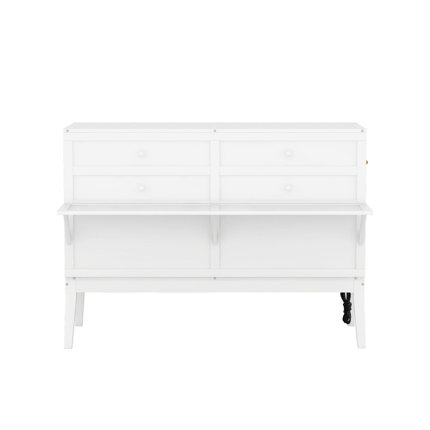 Queen Size Murphy Bed with Built-In Charging Station and a Shelf