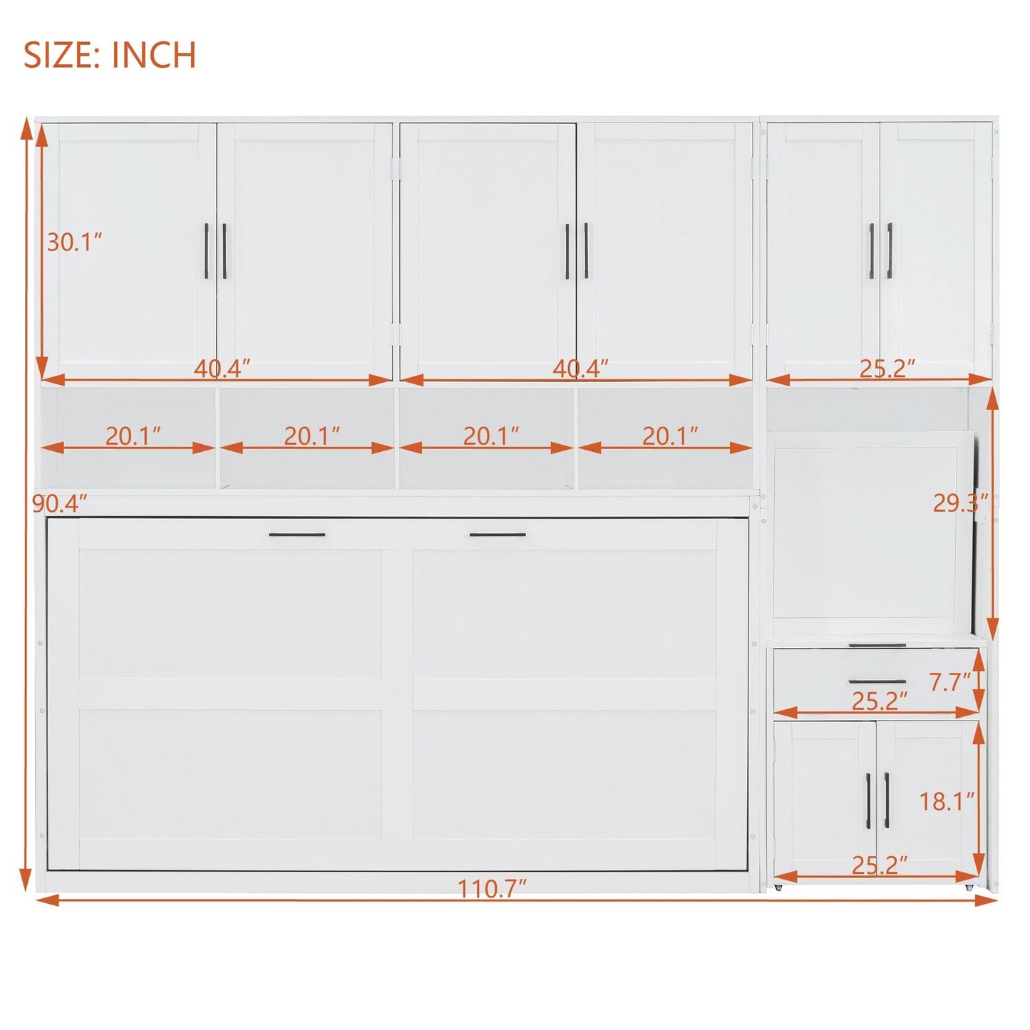 Twin Size Murphy Bed Wall Bed with Closet