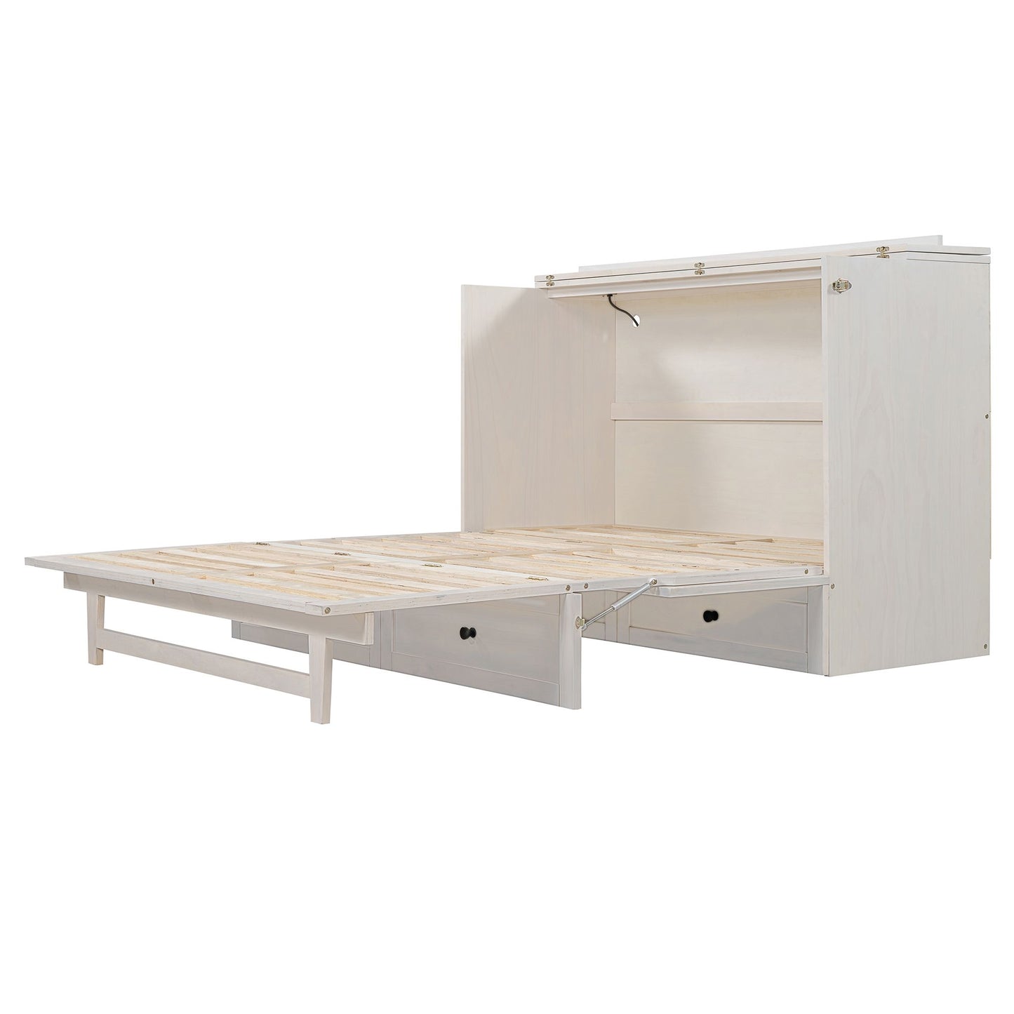 Queen Size Murphy Bed with Large Drawers & USB Ports