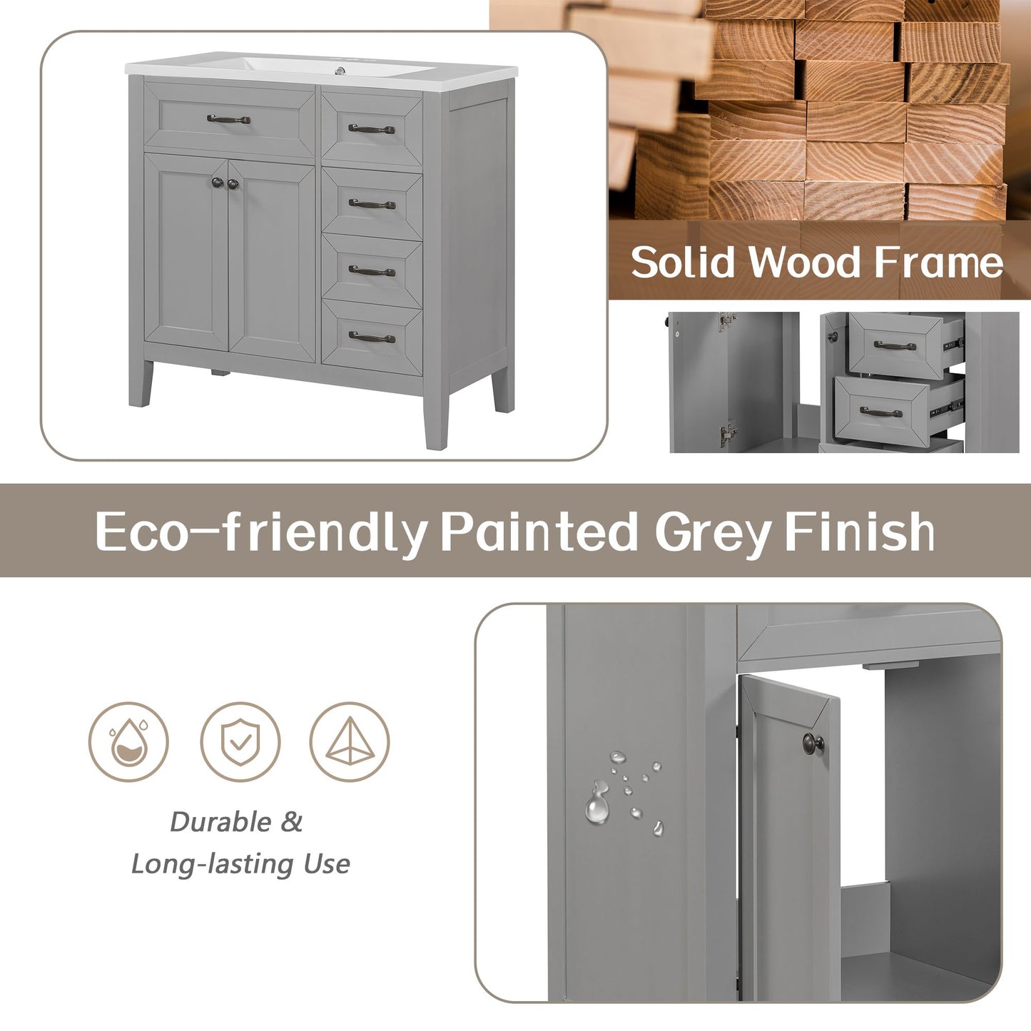 36" Bathroom Vanity without Sink