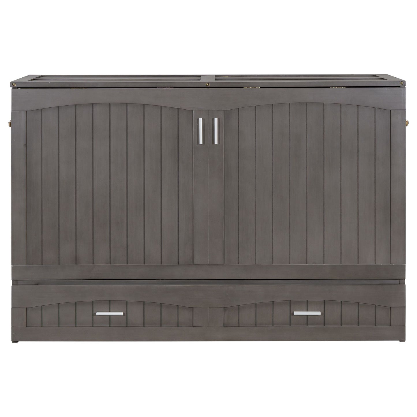 Queen Size Murphy Bed with Built-In Charging Station, Antique Grey