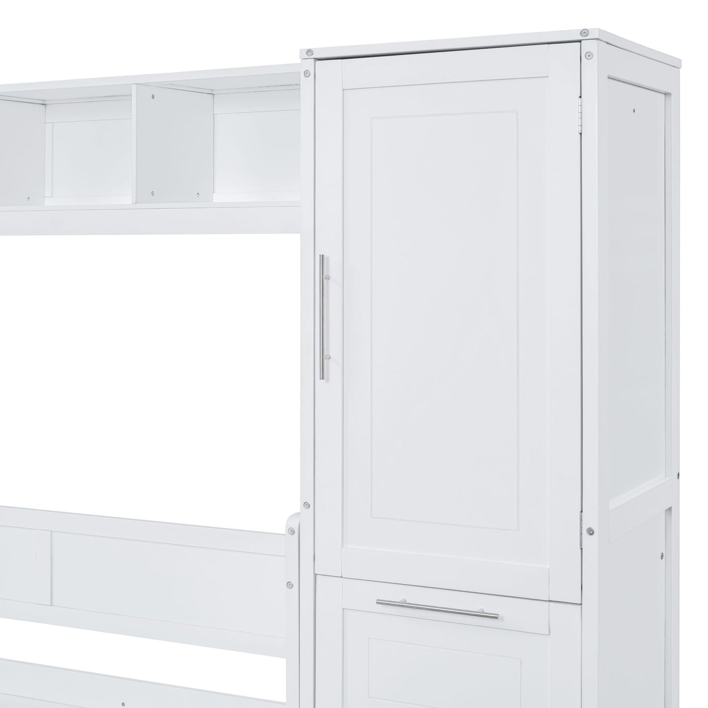 Full Size Murphy Bed Wall Bed with Closet and Drawers,White