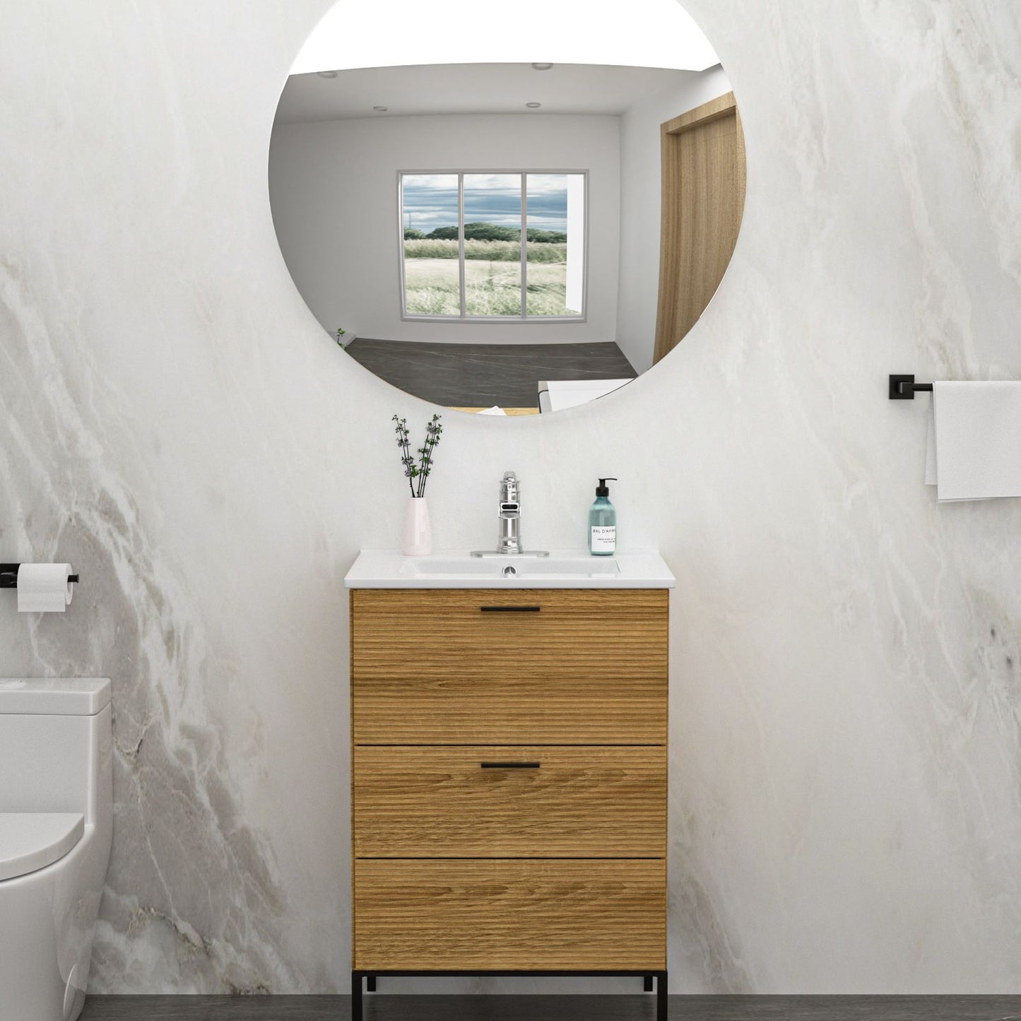 24"x18" White Rectangular Single Vanity Top