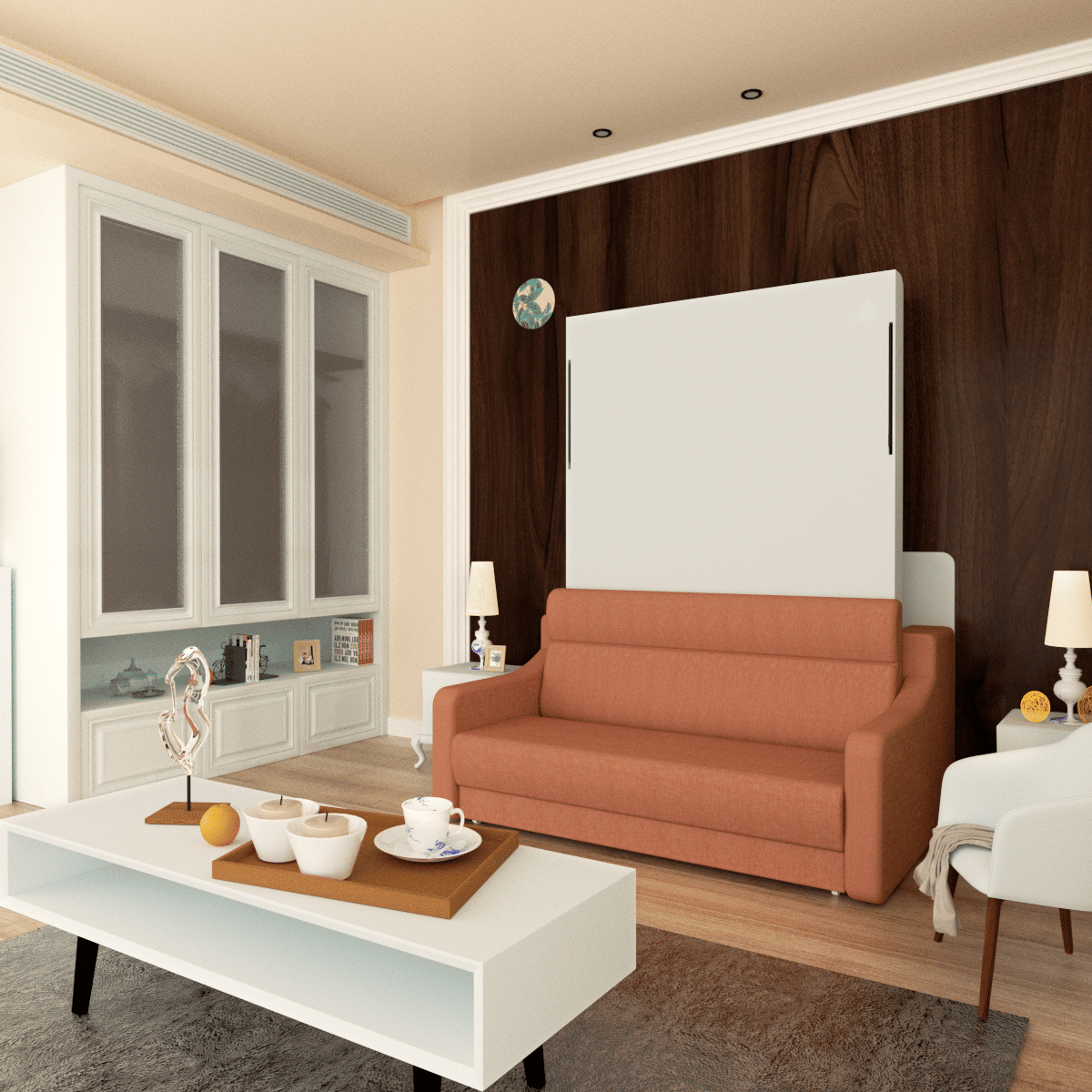 Morden Design Vertical Murphy Bed with Sofa
