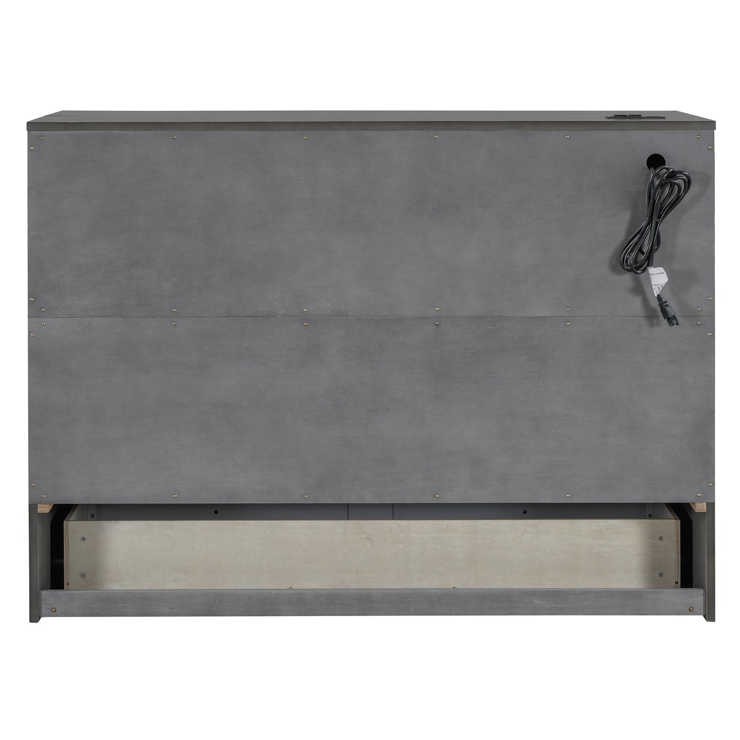 Full Size Murphy Bed with Large Drawers & USB Ports,Brushed Gray