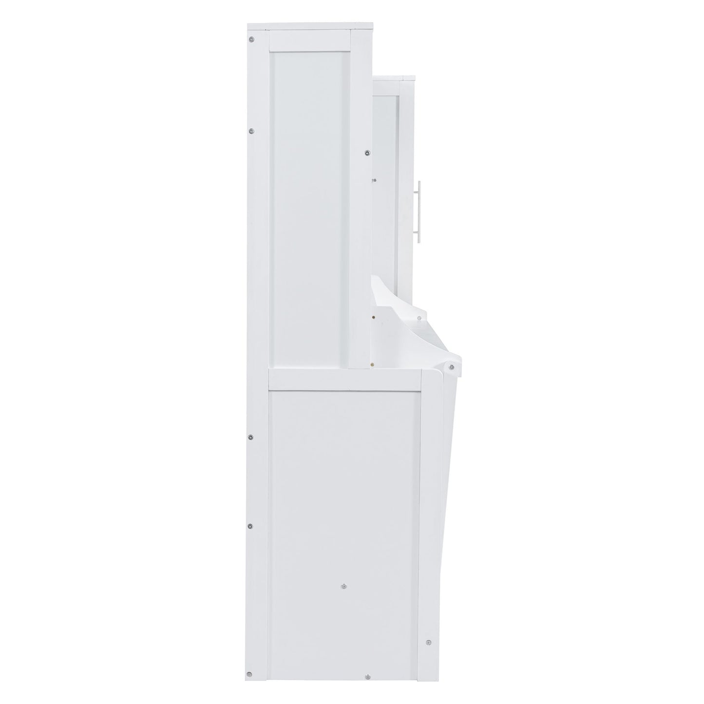 Full Size Murphy Bed Wall Bed with Closet and Drawers,White