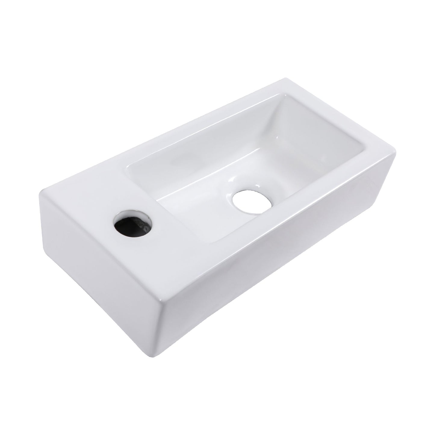 14.57x7.28 Inch White Ceramic Rectangle Wall Mount Bathroom Sink