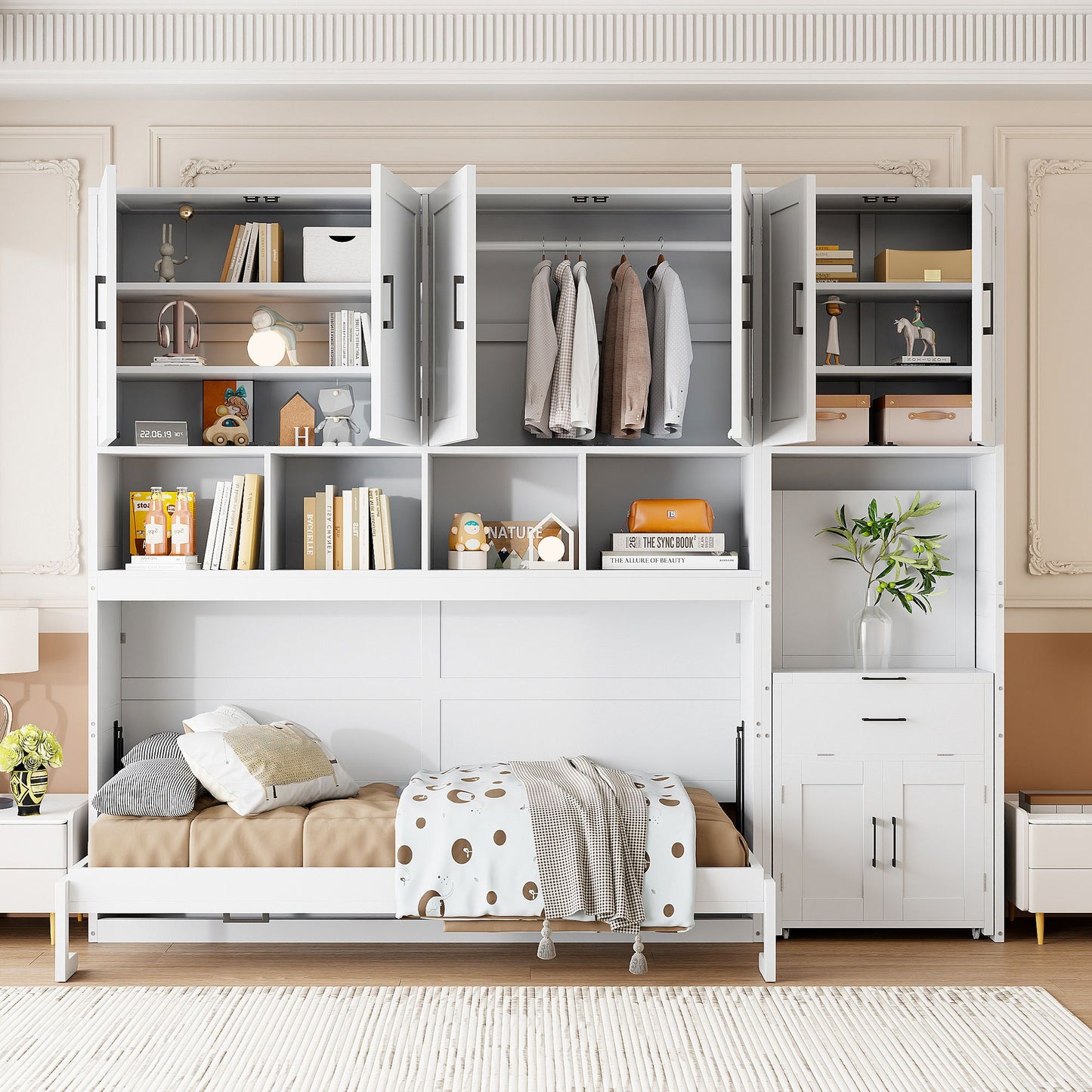 Twin Size Murphy Bed Wall Bed with Closet