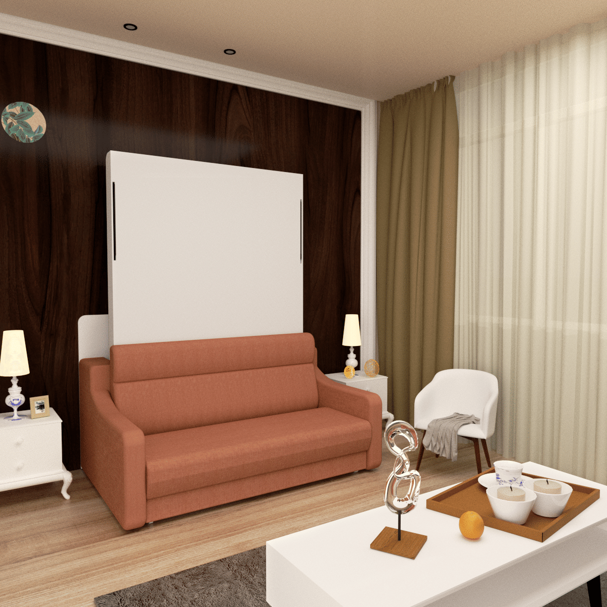 Morden Design Vertical Murphy Bed with Sofa
