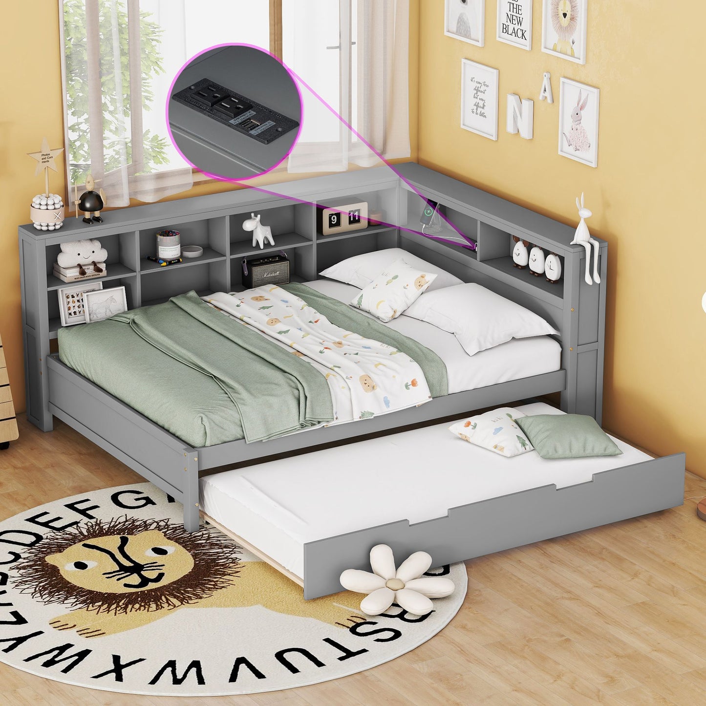 Wooden Full Size DayBed with Twin Size Trundle