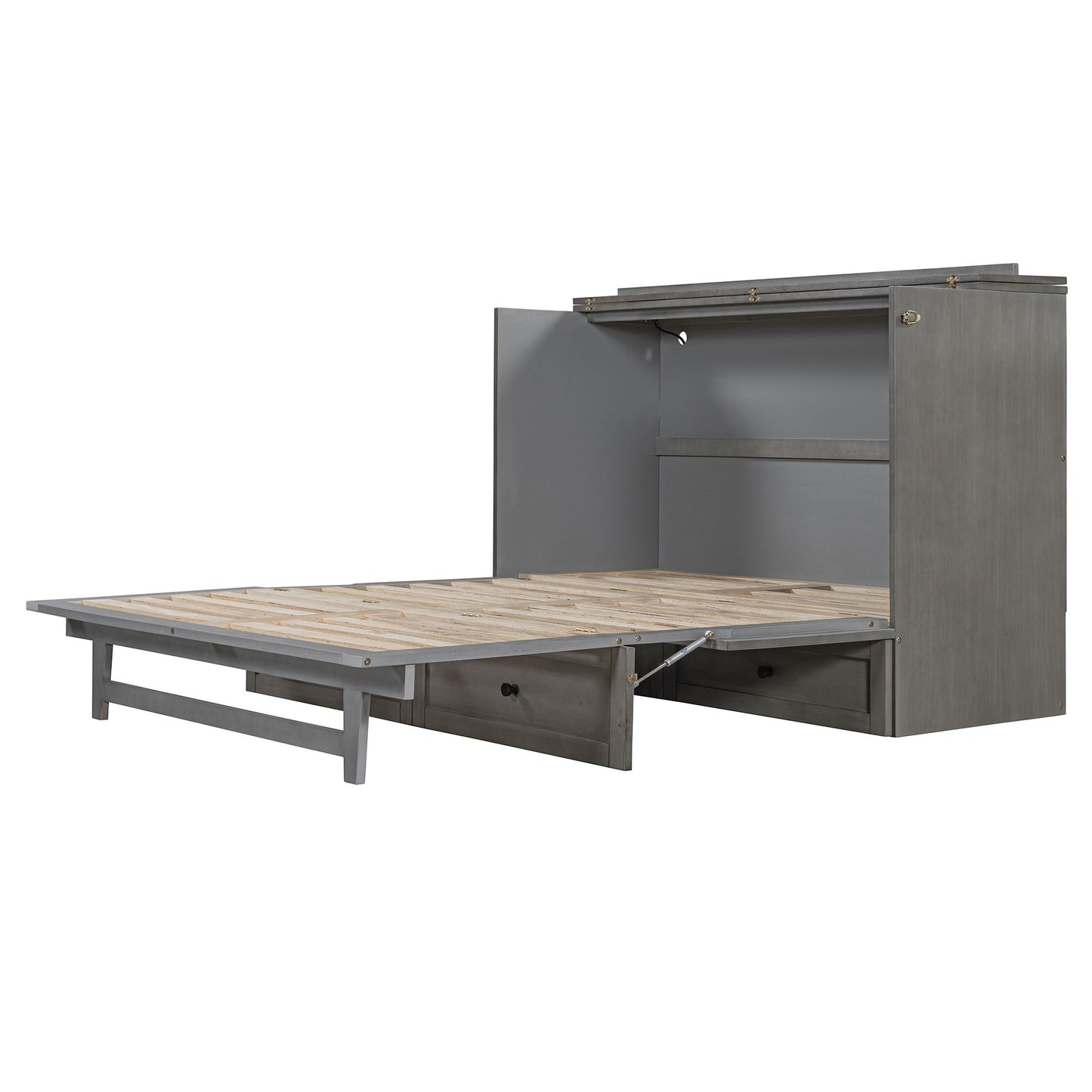 Queen Size Murphy Bed with Large Drawers & USB Ports