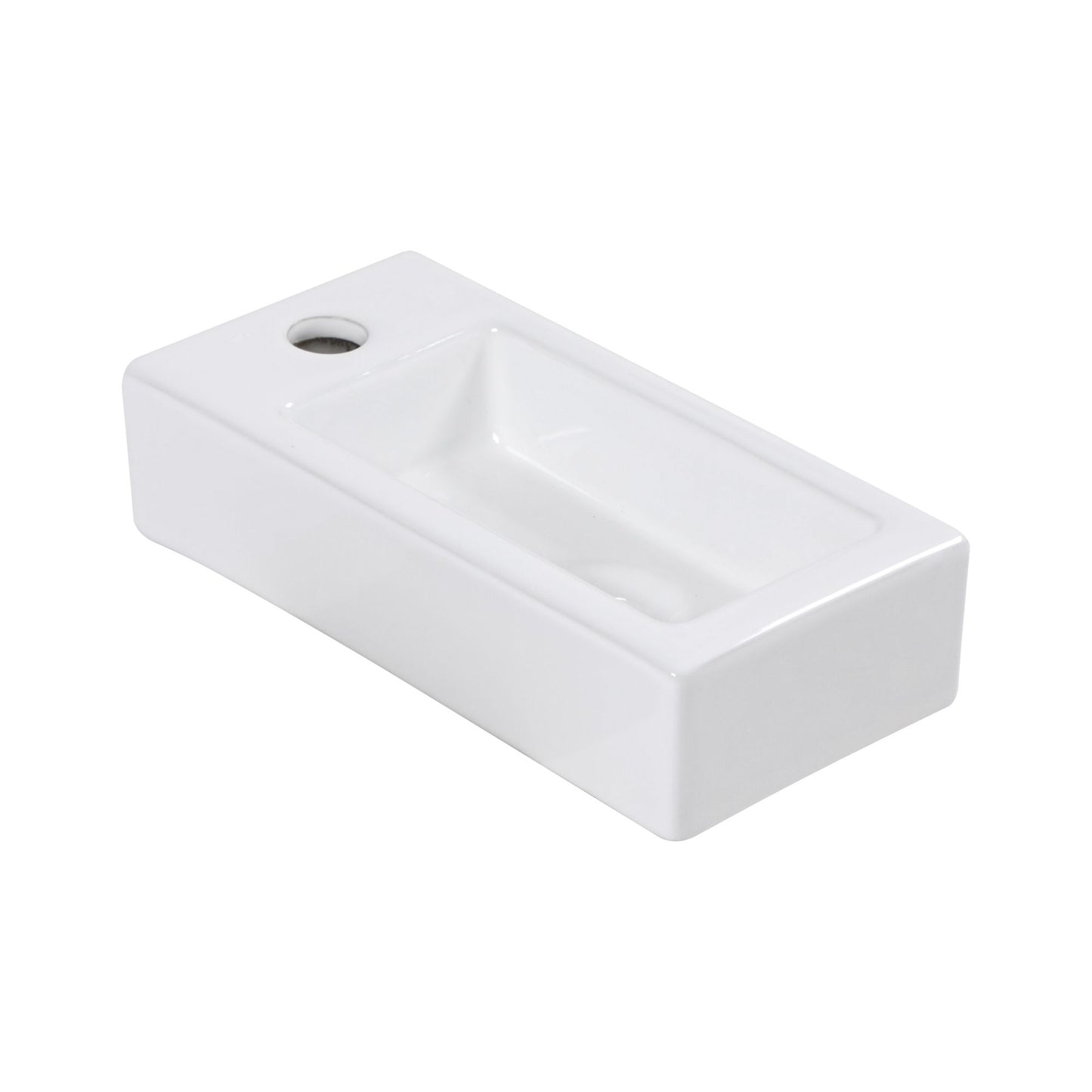 14.57x7.28 Inch White Ceramic Rectangle Wall Mount Bathroom Sink