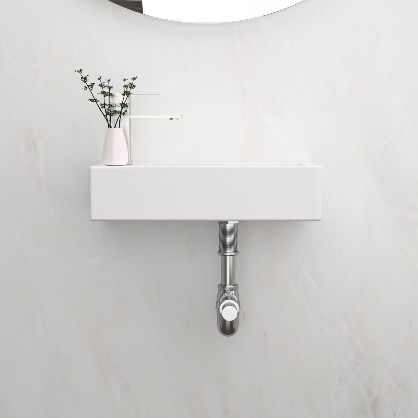 14.57x7.28 Inch White Ceramic Rectangle Wall Mount Bathroom Sink