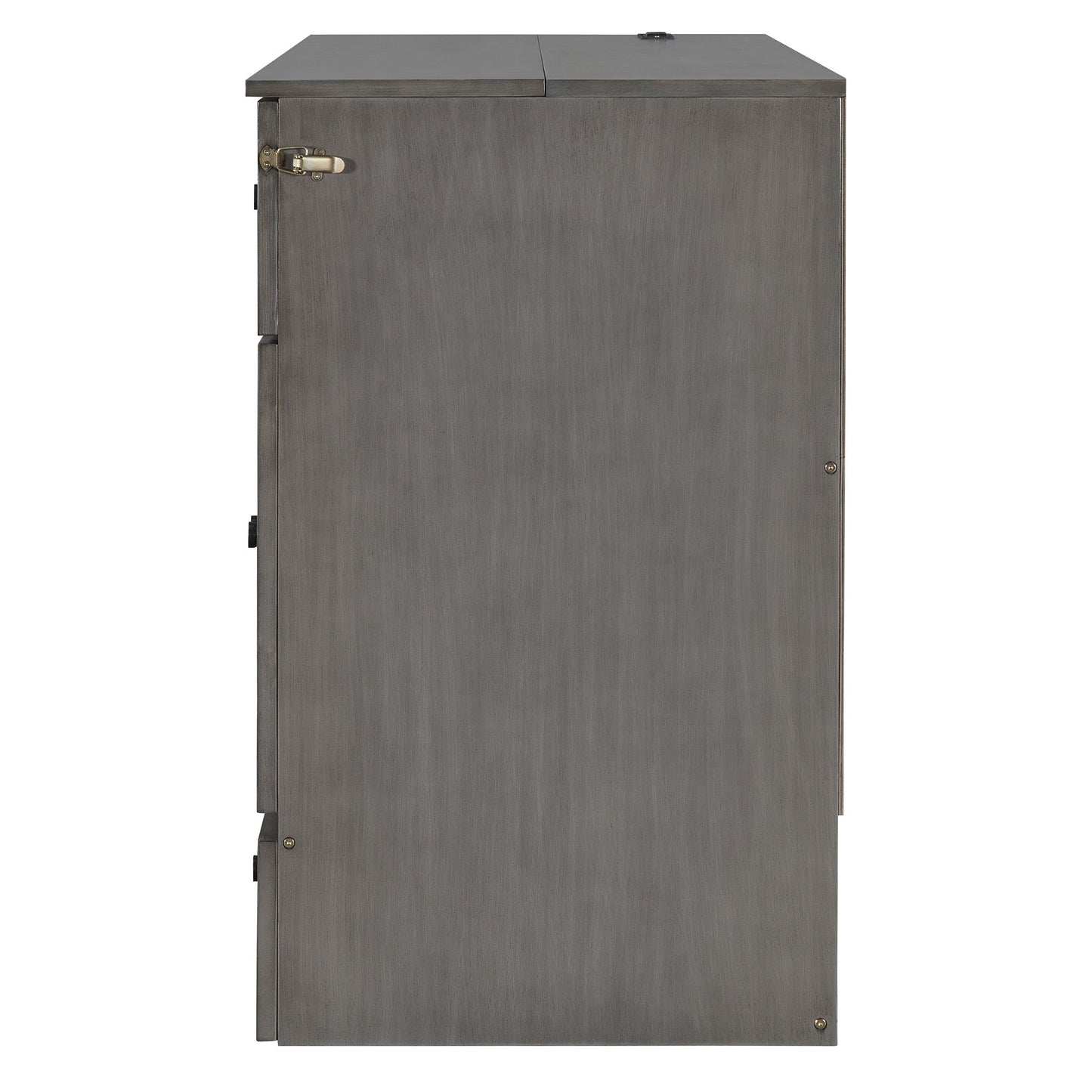 Full Size Murphy Bed with Large Drawers & USB Ports,Brushed Gray
