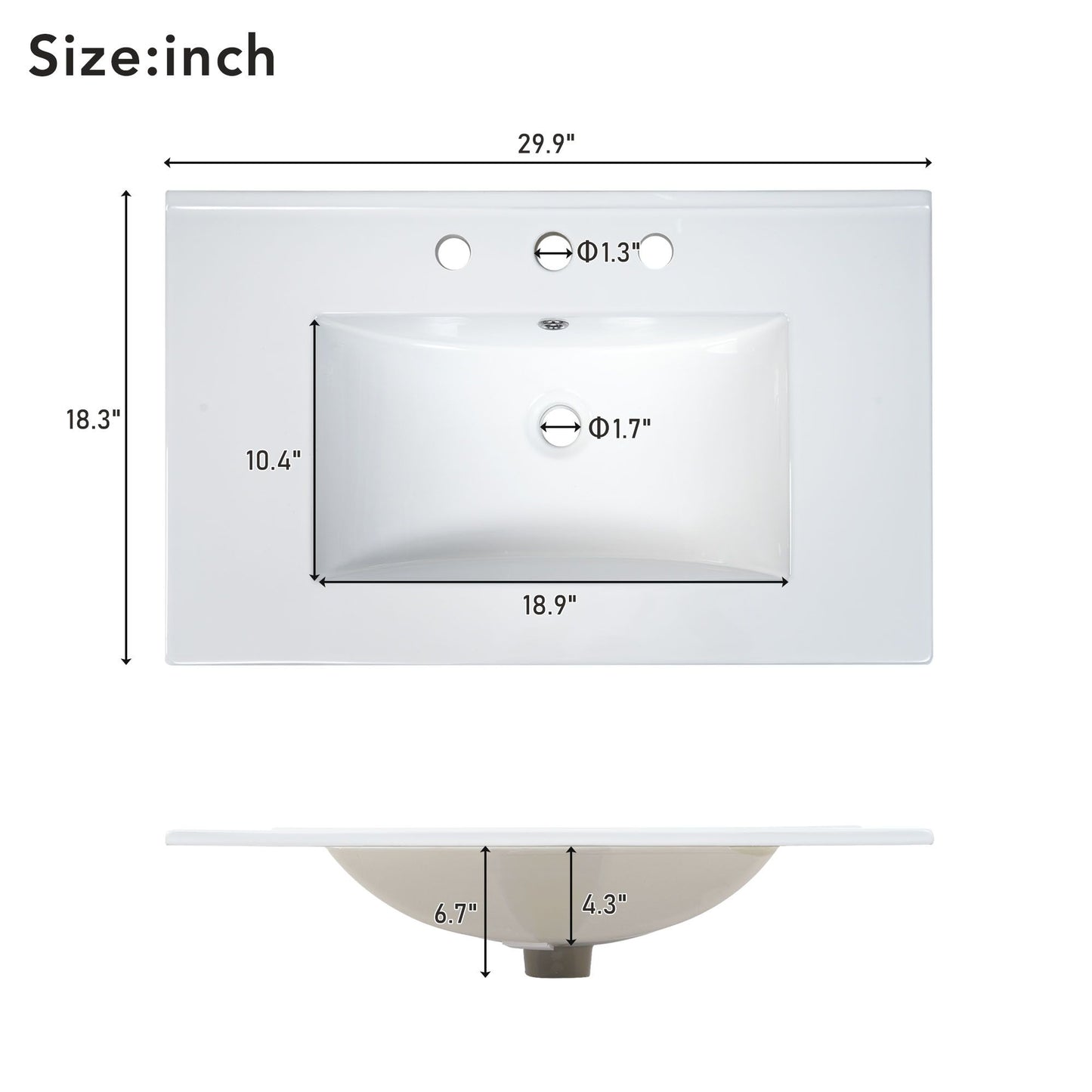 30-Inch Bathroom Vanity with Ceramic Sink and Ample Storage