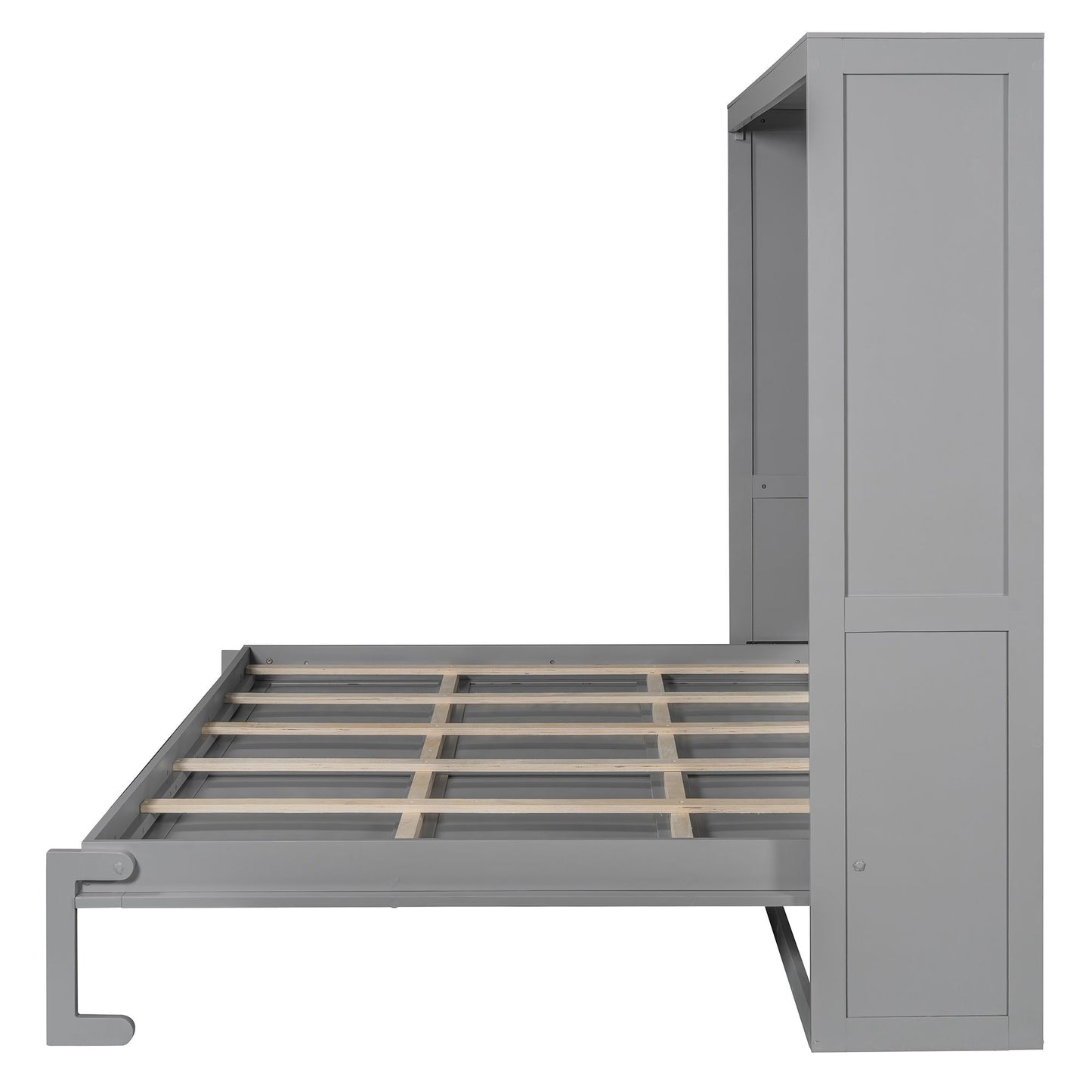 Queen Size Murphy Bed Wall Bed Modern design with LED Lights,Gray