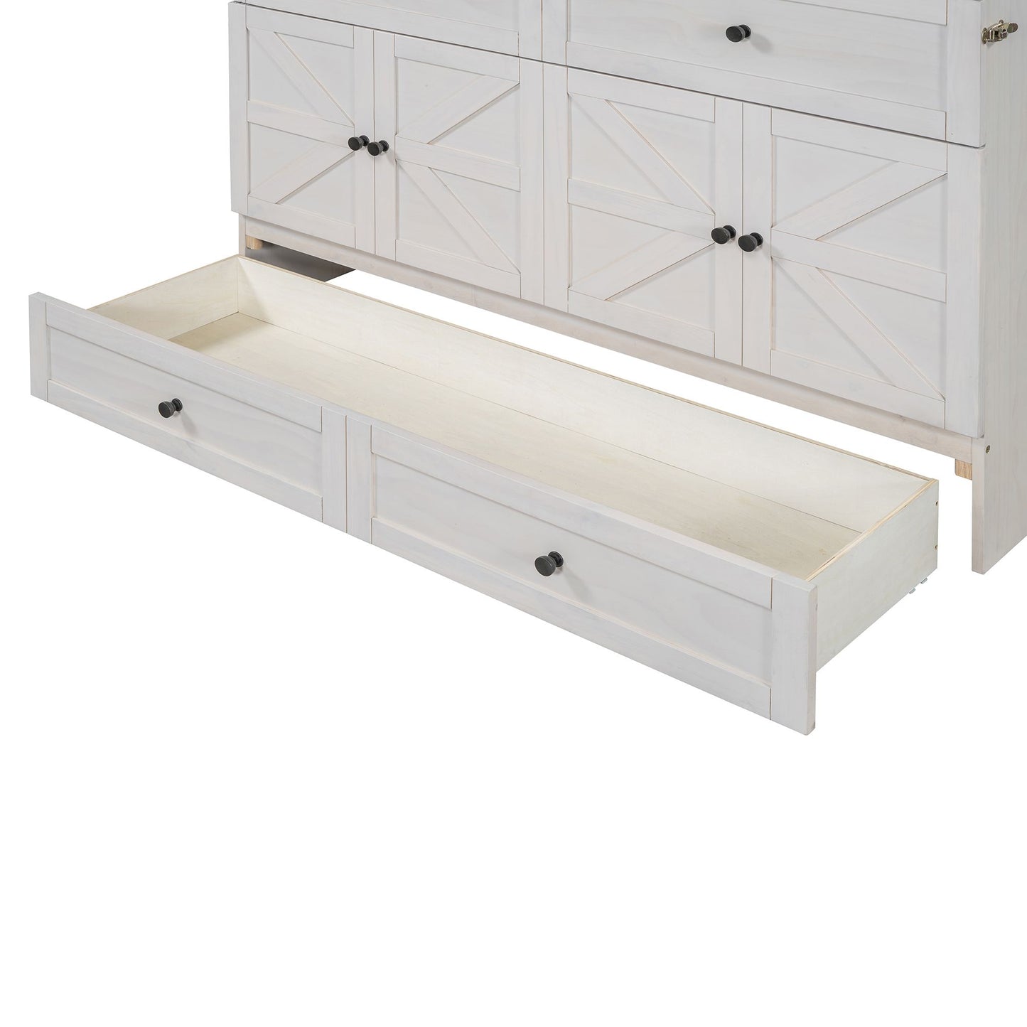 Queen Size Murphy Bed with Large Drawers & USB Ports