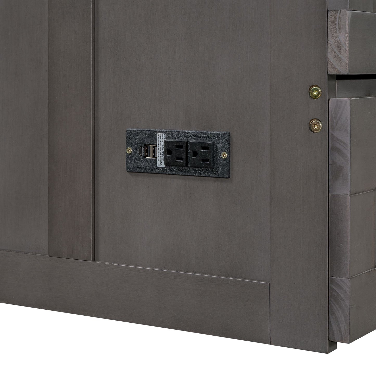 Queen Size Murphy Bed with Built-In Charging Station, Antique Grey