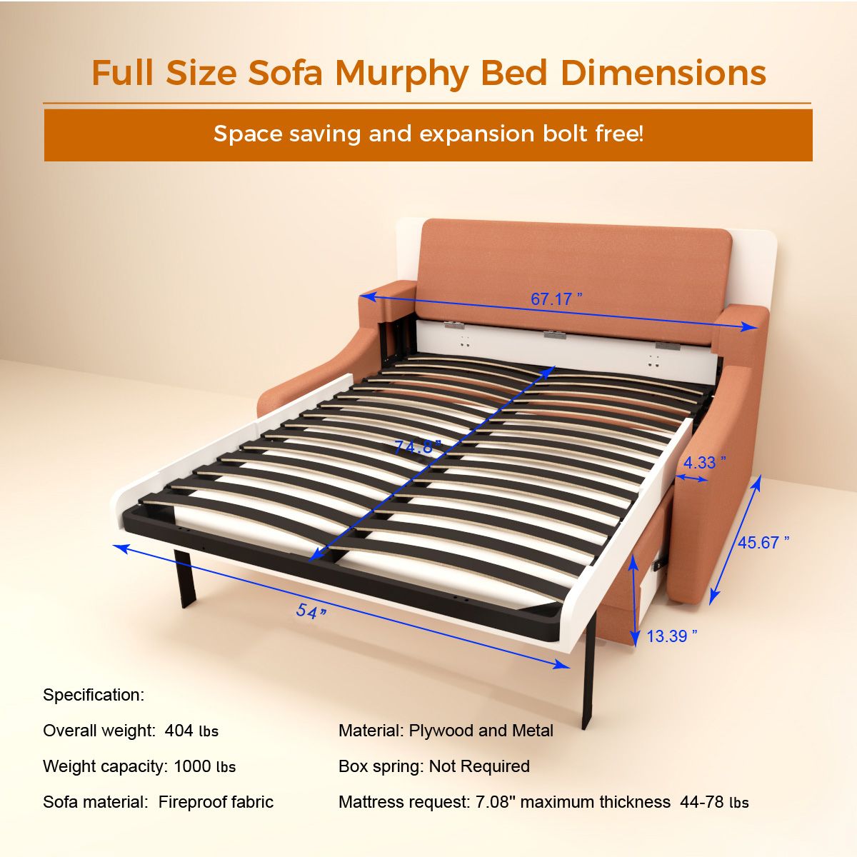Morden Design Vertical Murphy Bed with Sofa