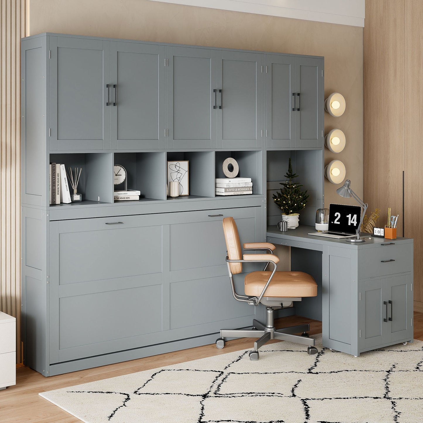 Twin Size Murphy Bed Wall Bed with Closet
