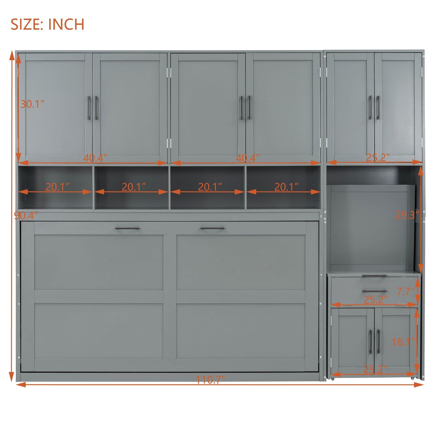 Twin Size Murphy Bed Wall Bed with Closet