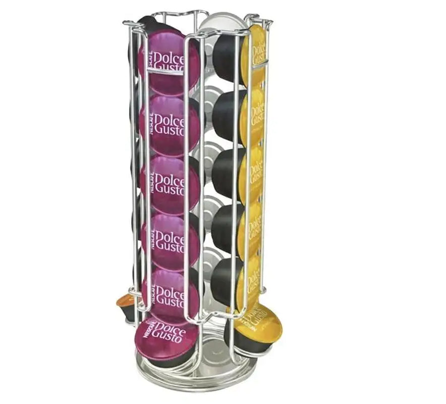 Coffee Capsule Holder Compatible with Dolce Gusto Pods (24Pcs) Coffee Pod Stands Rotating Coffee Pod Rack