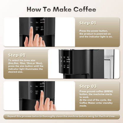 Coffee Maker 2-In-1 Single Serve Coffee Machine, for K-Cup Coffee Capsule Pod, Ground Coffee Powder Brewer, Black