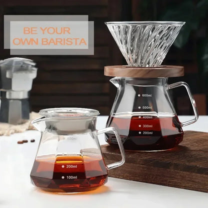 Diamond Fashion Design Glass Coffee Carafe Glass Coffee Server for Drip Coffee Maker,Coffee Pot with Lid,Pour over Coffee Filter