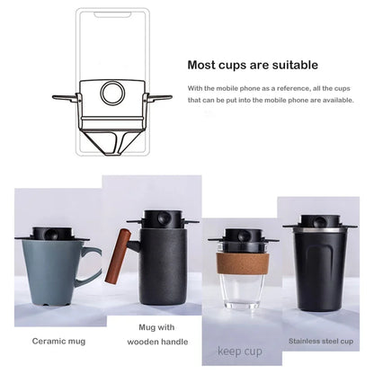 Experience the Perfect Brew Anywhere with Our Foldable Portable Coffee Filter - Eco-Friendly Stainless Steel Dripper for Drip Coffee and Tea
