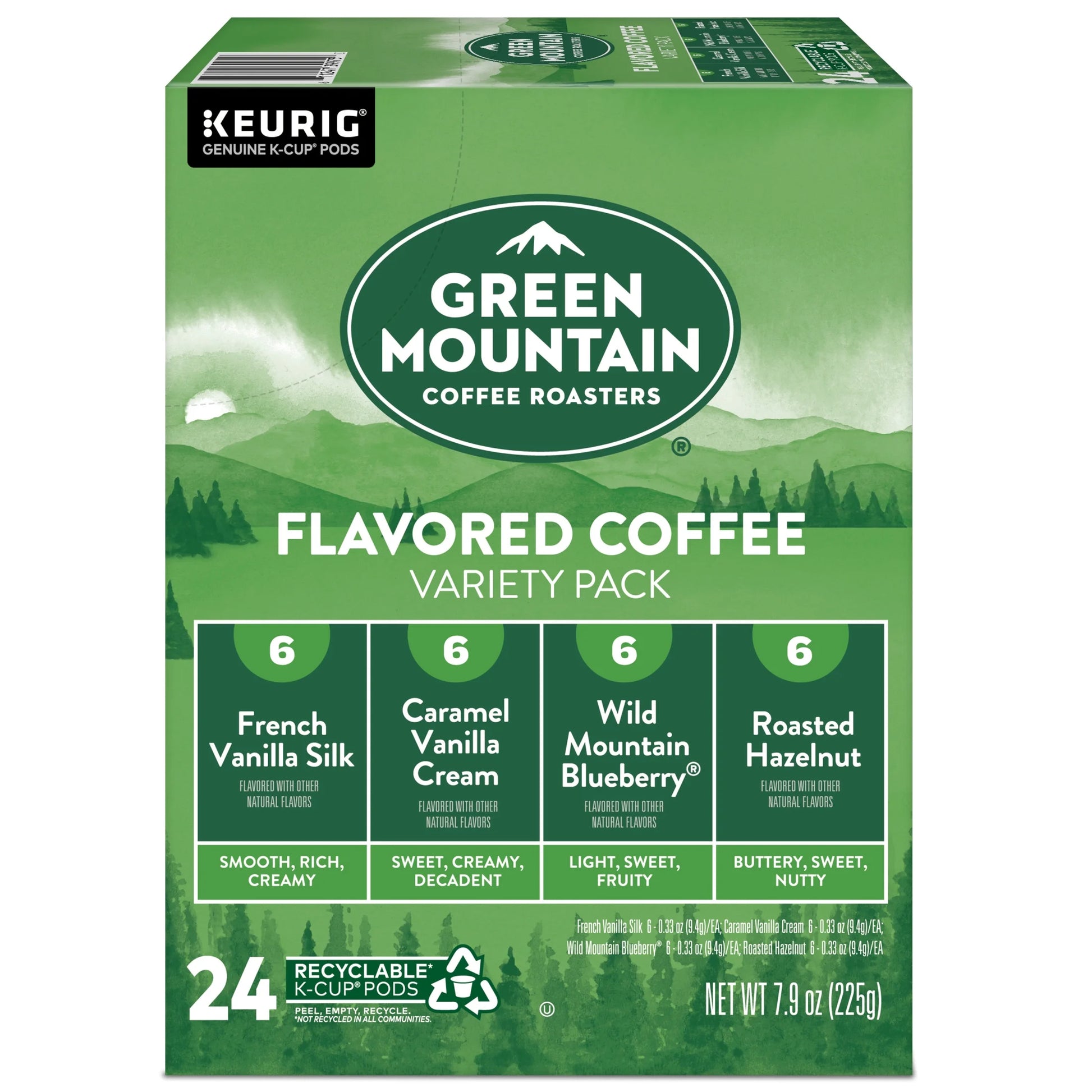 , Flavored Coffee Variety Pack Light Roast K-Cup Coffee Pods, 24 Count