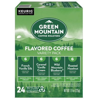 , Flavored Coffee Variety Pack Light Roast K-Cup Coffee Pods, 24 Count