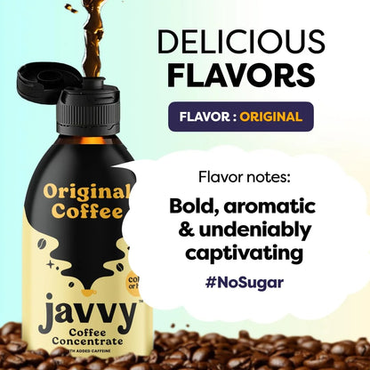 Javy Cold Brew Coffee Concentrate Bundle, 2 Flavor Original & Caramel Coffee Variety Pack, Ice & Cold Coffee Drinks in Seconds, Coffee Gifts, 12 Ounces