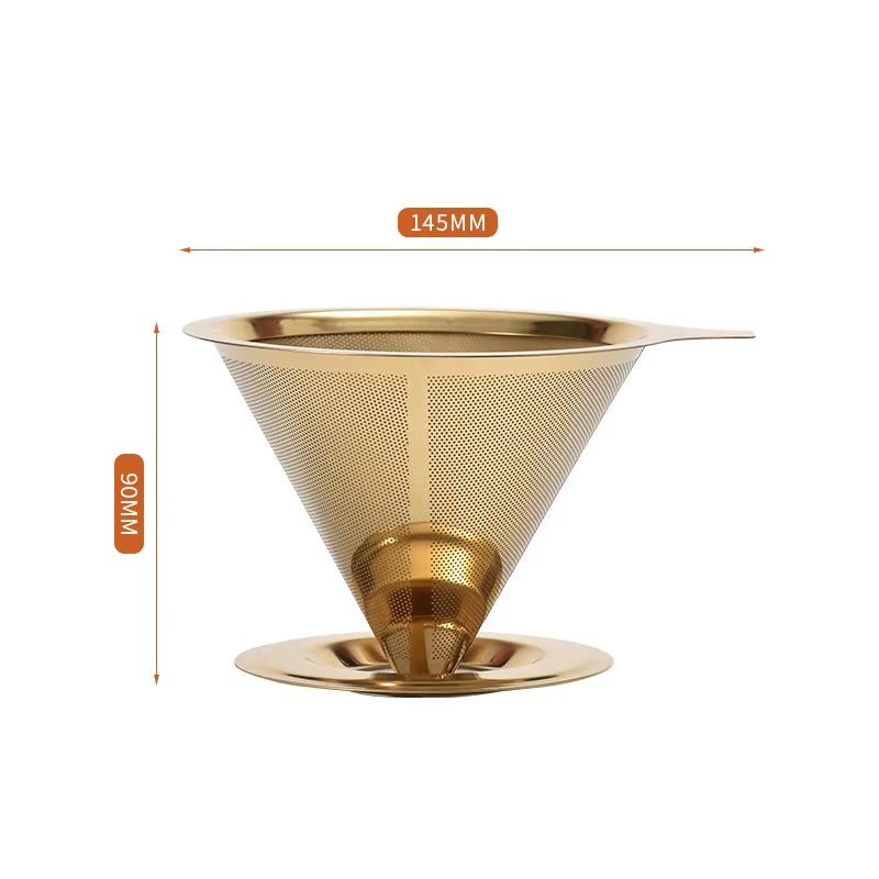 Reusable Coffee Filter Holder Versatile Double Layer Stainless Steel Coffee Tea Strainer Coffee Accessories Coffee Making Tool