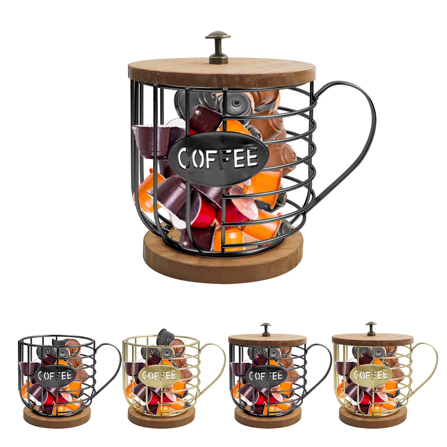 Coffee Pod Holder for K Cups, K Cup Holders for Counter, Mug Shape Coffee Pod Organizer, Coffee Pods Storage Basket for Coffee B