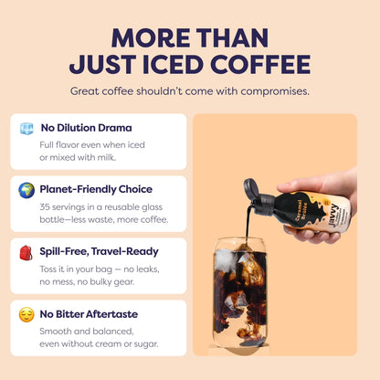 Coffee Concentrate - Cold Brew Coffee, Perfect for Instant Iced Coffee, Cold Brewed Coffee and Hot Coffee, 35 Servings - Caramel Brulee