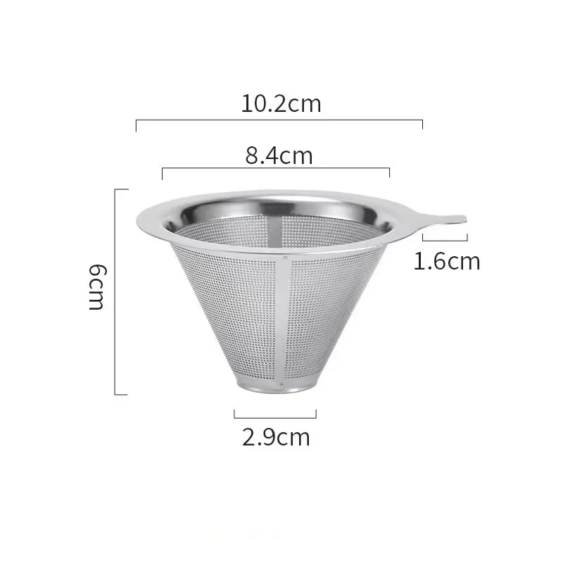 Reusable Coffee Filter Holder Versatile Double Layer Stainless Steel Coffee Tea Strainer Coffee Accessories Coffee Making Tool