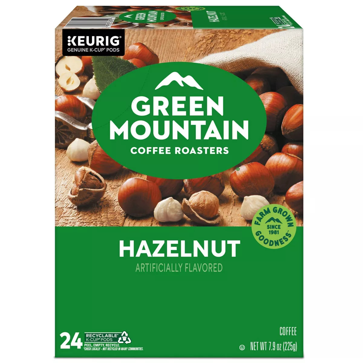 24Ct Green Mountain Coffee Hazelnut Keurig K-Cup Coffee Pods Flavored Coffee Light Roast