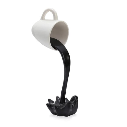 Floating Coffee Cup Sculpture Creative 3D Coffee Cup Design Pouring Liquid Coffee Mug Kitchen Home Decor Gift for Coffee Lover