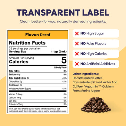 Coffee Concentrate - Cold Brew Coffee, Perfect for Instant Iced Coffee, Cold Brewed Coffee and Hot Coffee, 35 Servings - Original Decaf