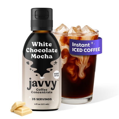 Javvy Coffee Concentrate - Cold Brew Coffee, Perfect for Instant Iced Coffee, Cold Brewed Coffee and Hot Coffee, 35 Servings - White Chocolate Mocha