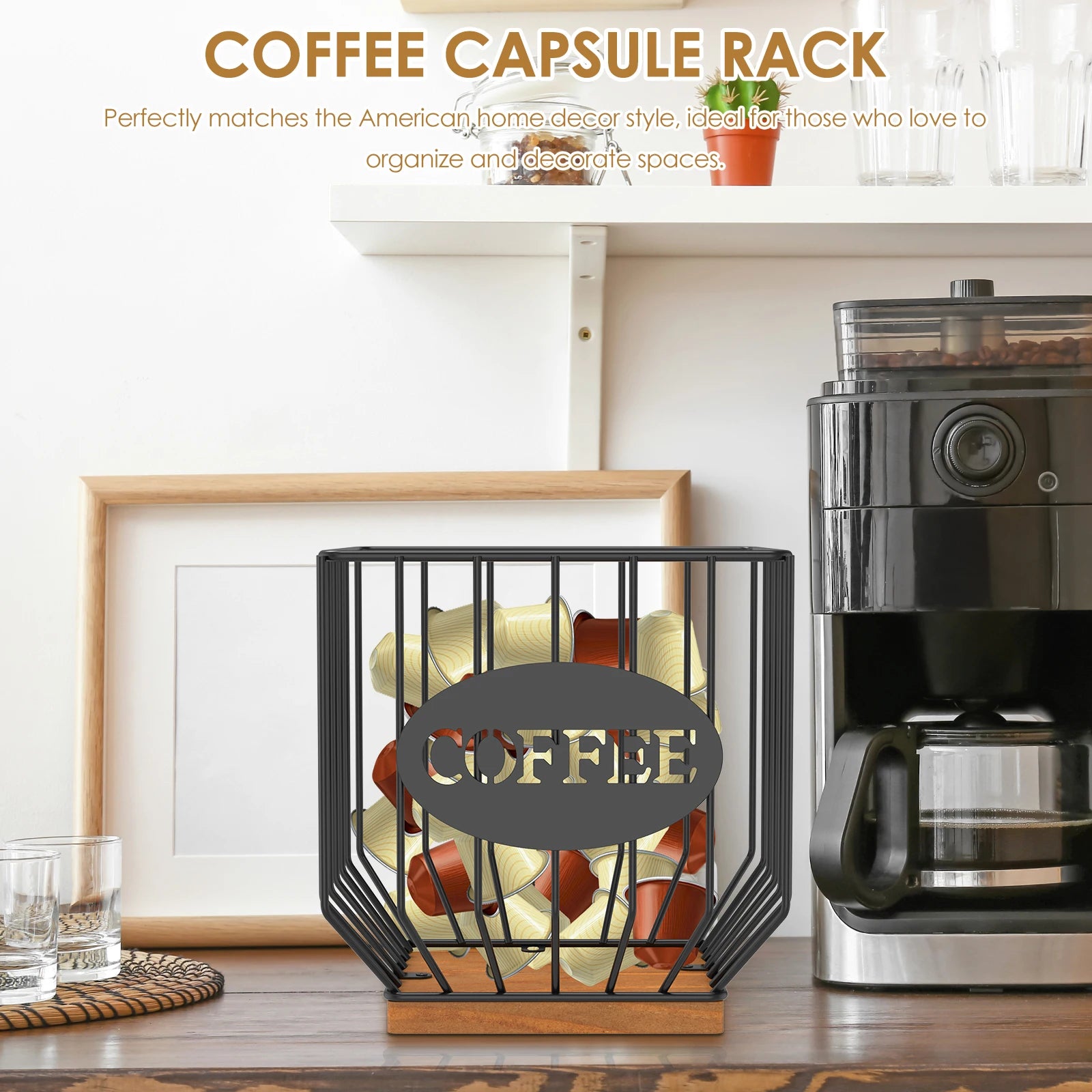 Coffee Pod Holder Storage Basket Large Capacity Coffee Organizer Solid Coffee Pod Storage Rack Home Office Coffee Accessory