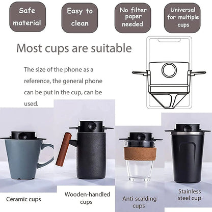 Portable Coffee Filter Coffee Maker Sieve Reusable Hand Made Coffee Maker for Home Office Travel Coffee Tools