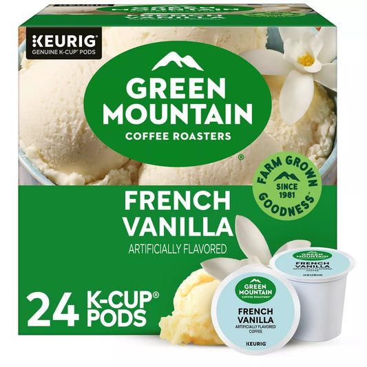 24Ct Green Mountain Coffee French Vanilla Keurig K-Cup Coffee Pods Flavored Coffee Light Roast