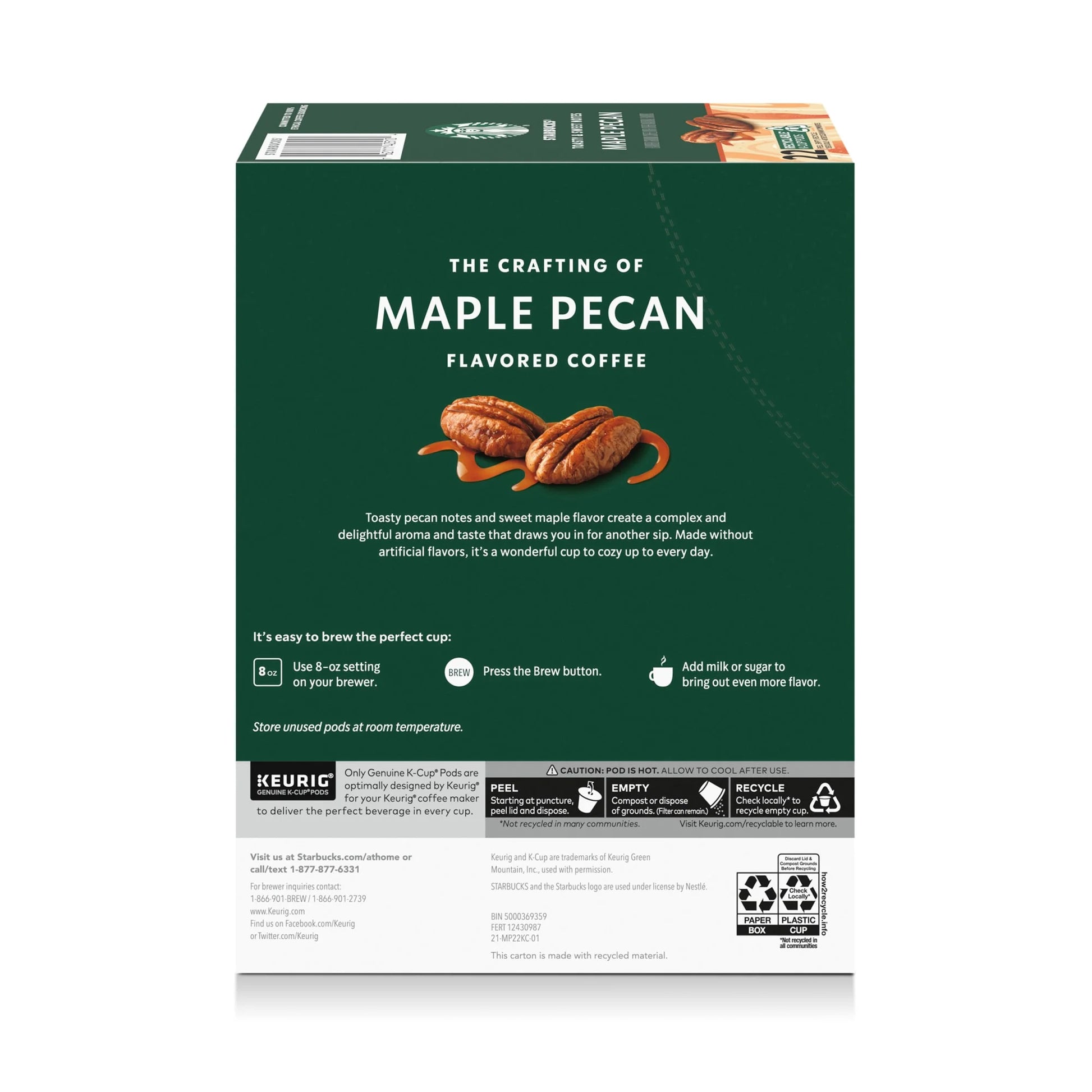 Starbucks Maple Pecan, Hot or Iced Coffee, Flavored K-Cup Coffee Pods, 22 Count​