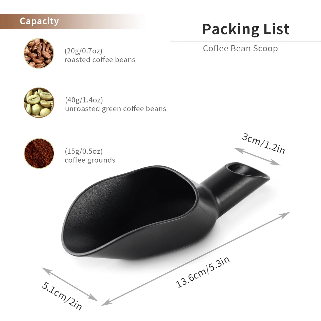 CAFEMASY Coffee Shovel 20G Measuring Scoop Funnel Coffee Beans Measuring Tool Multifunctional Coffee Spoon Coffee Accessories