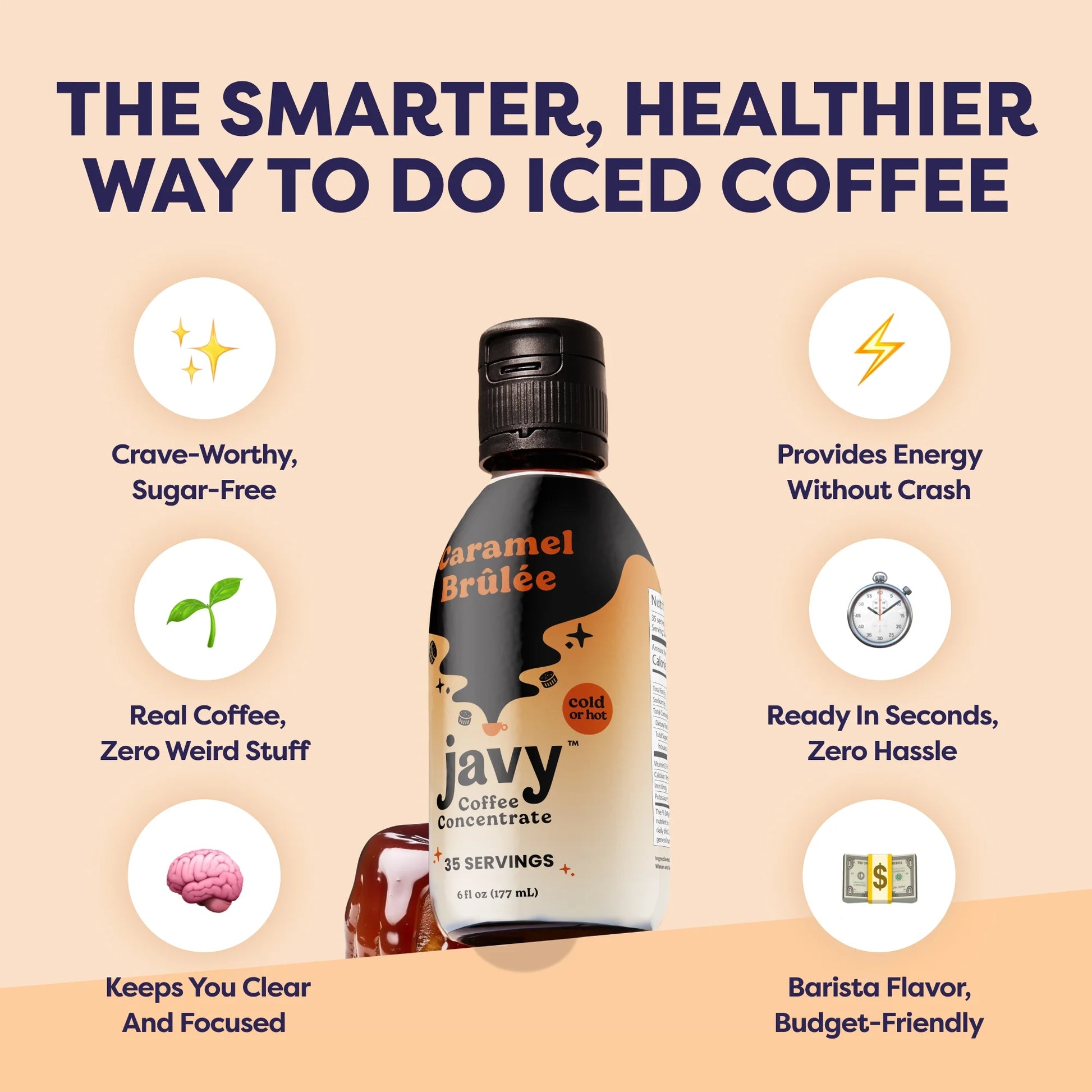 Coffee Concentrate - Cold Brew Coffee, Perfect for Instant Iced Coffee, Cold Brewed Coffee and Hot Coffee, 35 Servings - Caramel Brulee